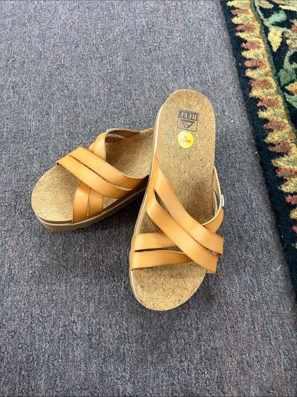 Reef Women’s Tan Crossband Cork Platform Mules